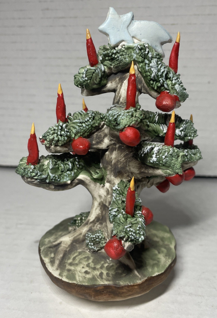 Vtg Capodimonte Italian Porcelain Christmas Tree w/Candles Decor 5.5" Excellent